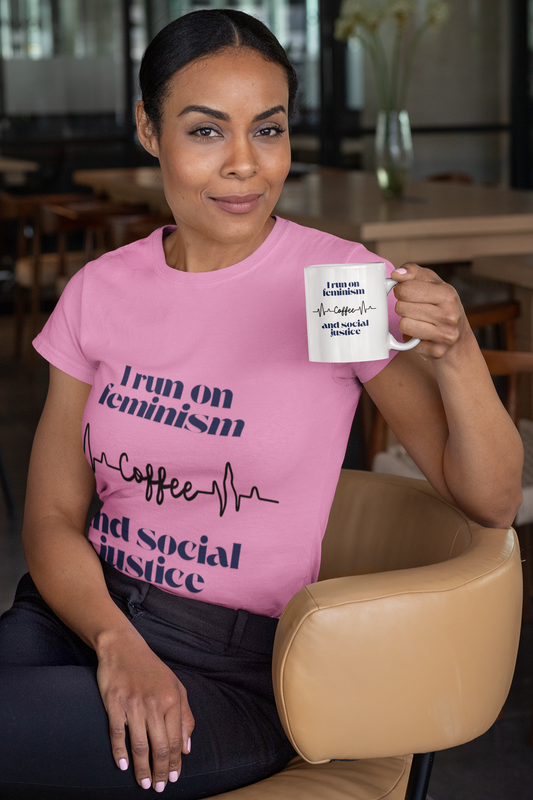 Feminist V-Neck Tee - I run on feminism caffeine and social justice