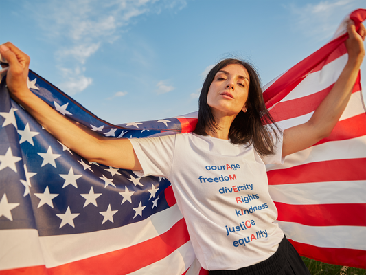 America Courage Unisex T-Shirt - Freedom Diversity Rights Kindness Justice Equality