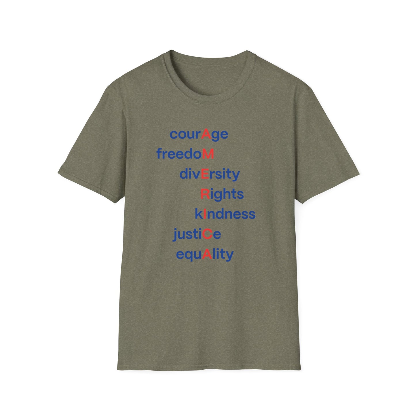 America Courage Unisex T-Shirt - Freedom Diversity Rights Kindness Justice Equality