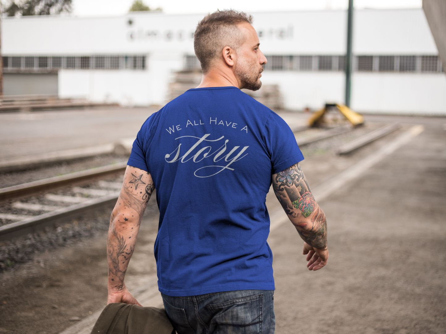 V-Neck Tee - 'we all have a story' Design